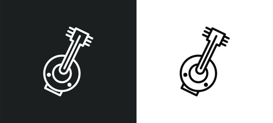 kora line icon in white and black colors. kora flat vector icon from kora collection for web, mobile apps and ui. - obrazy, fototapety, plakaty