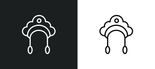 kokoshnik line icon in white and black colors. kokoshnik flat vector icon from kokoshnik collection for web, mobile apps and ui.