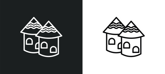 indian village line icon in white and black colors. indian village flat vector icon from indian village collection for web, mobile apps and ui.