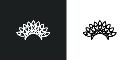 indian headdress line icon in white and black colors. indian headdress flat vector icon from indian headdress collection for web, mobile apps and ui. - obrazy, fototapety, plakaty