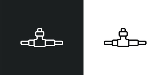 plumbing pipes line icon in white and black colors. plumbing pipes flat vector icon from plumbing pipes collection for web, mobile apps and ui.