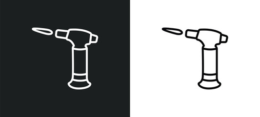 blowtorch line icon in white and black colors. blowtorch flat vector icon from blowtorch collection for web, mobile apps and ui.