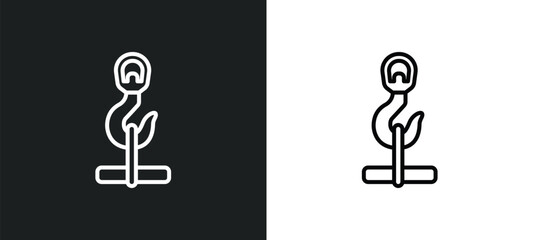 hook with cargo line icon in white and black colors. hook with cargo flat vector icon from hook with cargo collection for web, mobile apps and ui.
