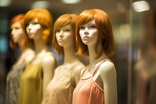 Captivating mannequins elegantly celebrating Women's Day, exuding a powerful emotional connection and promoting female empowerment. Ideal choice for meaningful campaigns! Generative AI