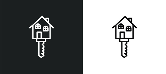 home key line icon in white and black colors. home key flat vector icon from home key collection for web, mobile apps and ui.