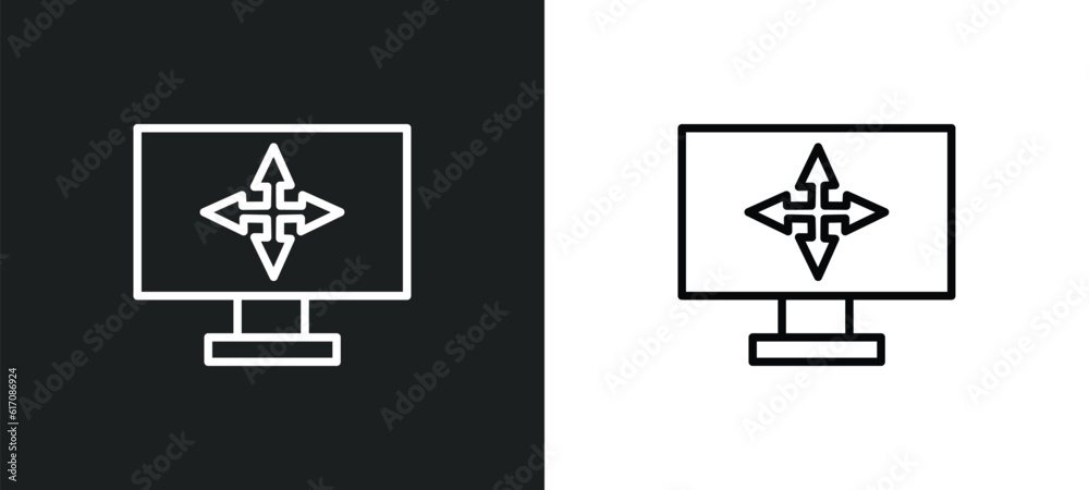 Poster full computer line icon in white and black colors. full computer flat vector icon from full computer