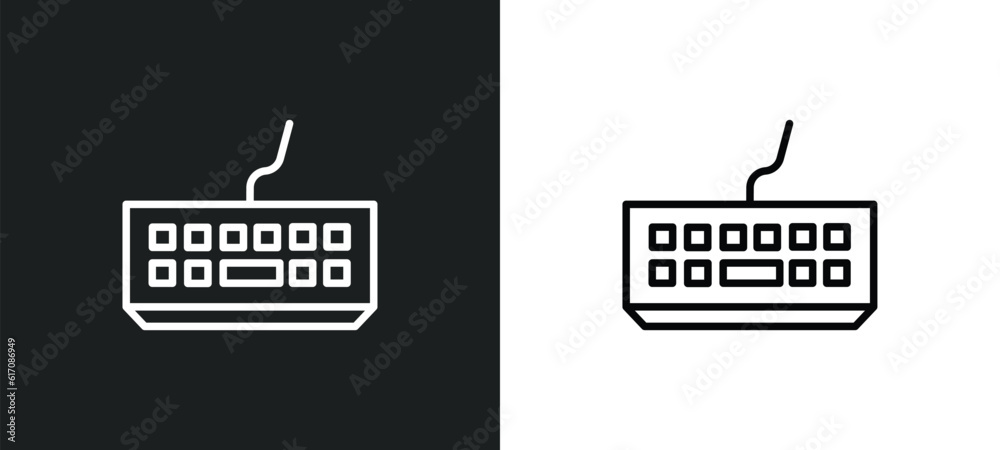Poster classroom keyboard line icon in white and black colors. classroom keyboard flat vector icon from cla