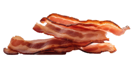 Seamless pattern of fresh bacon and beef cuts on transparent background