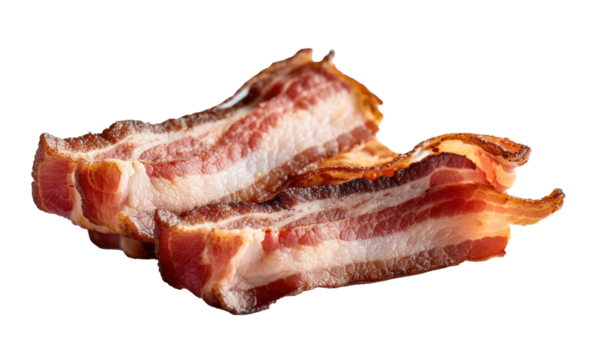 Seamless pattern of thin and fresh beef bacon on transparent background - Powered by Adobe