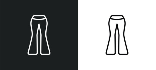 flare pants line icon in white and black colors. flare pants flat vector icon from flare pants collection for web, mobile apps and ui.