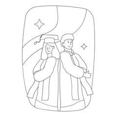 Graduation Pose  Outline 2D Illustrations