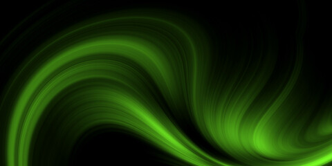 Abstract green wave on a black background	
