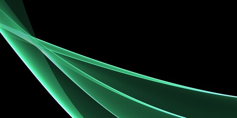 Abstract green wave on a black background	