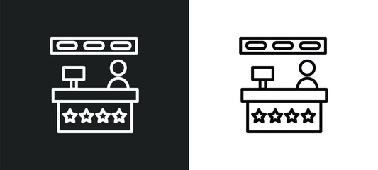 cinema snack bar line icon in white and black colors. cinema snack bar flat vector icon from cinema snack bar collection for web, mobile apps and ui.