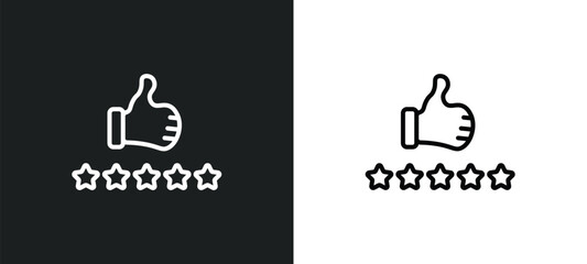 thumb up with star line icon in white and black colors. thumb up with star flat vector icon from thumb up with star collection for web, mobile apps and ui.