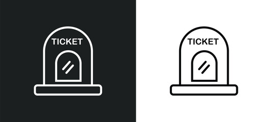 cinema ticket window line icon in white and black colors. cinema ticket window flat vector icon from cinema ticket window collection for web, mobile apps and ui.