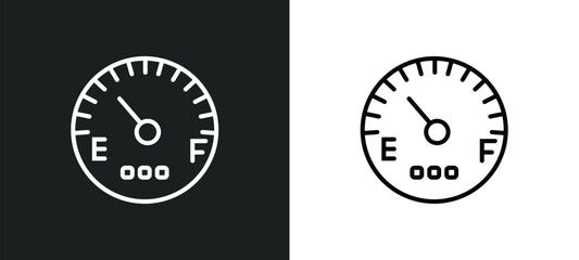 car fuel gauge line icon in white and black colors. car fuel gauge flat vector icon from car fuel gauge collection for web, mobile apps and ui.