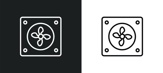 car fan line icon in white and black colors. car fan flat vector icon from car fan collection for web, mobile apps and ui.
