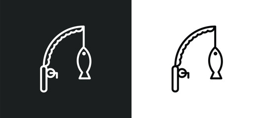 fishing rod line icon in white and black colors. fishing rod flat vector icon from fishing rod collection for web, mobile apps and ui.