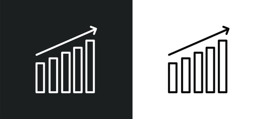 increasing stocks line icon in white and black colors. increasing stocks flat vector icon from increasing stocks collection for web, mobile apps and ui.