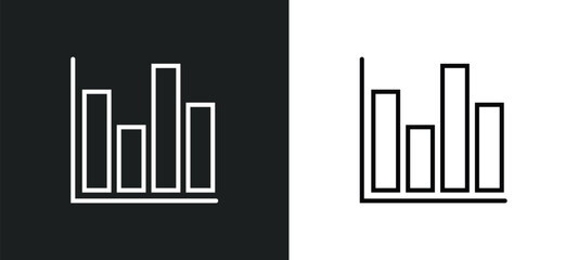 column chart line icon in white and black colors. column chart flat vector icon from column chart collection for web, mobile apps and ui.