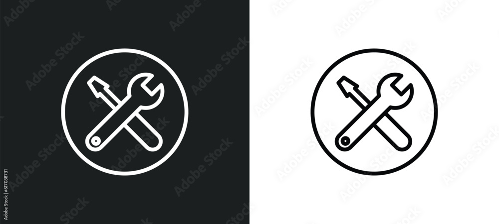 Poster tool button line icon in white and black colors. tool button flat vector icon from tool button colle