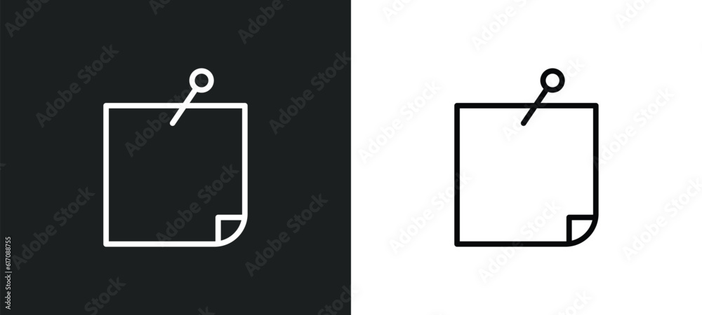 Poster post it line icon in white and black colors. post it flat vector icon from post it collection for we