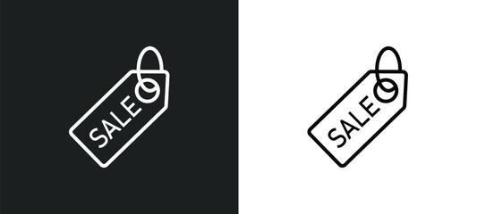 sale tag line icon in white and black colors. sale tag flat vector icon from sale tag collection for web, mobile apps and ui. - obrazy, fototapety, plakaty