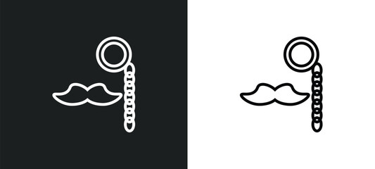 man with moustach line icon in white and black colors. man with moustach flat vector icon from man with moustach collection for web, mobile apps and ui.