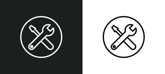 tool button line icon in white and black colors. tool button flat vector icon from tool button collection for web, mobile apps and ui.