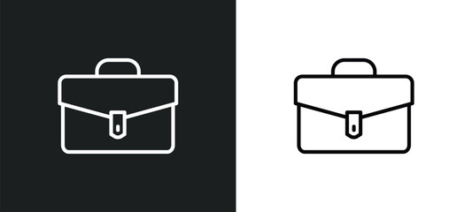 business briefcase line icon in white and black colors. business briefcase flat vector icon from business briefcase collection for web, mobile apps and ui.