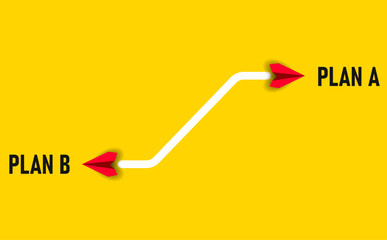 Red airplanes flying for Plan A, Plan B.Annual plan idea concept. business creativity new idea discovery innovation technology. strategic plan, success, focused working idea.