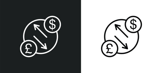currency exchange line icon in white and black colors. currency exchange flat vector icon from currency exchange collection for web, mobile apps and ui.