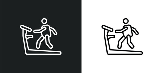 man on treadmill line icon in white and black colors. man on treadmill flat vector icon from man on treadmill collection for web, mobile apps and ui.