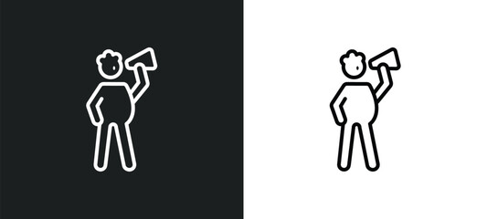 man shouting line icon in white and black colors. man shouting flat vector icon from man shouting collection for web, mobile apps and ui.