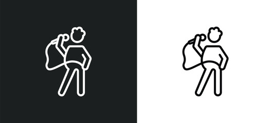 singer with microphone line icon in white and black colors. singer with microphone flat vector icon from singer with microphone collection for web, mobile apps and ui.