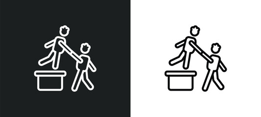 helping a man to climb line icon in white and black colors. helping a man to climb flat vector icon from helping a man to climb collection for web, mobile apps and ui.