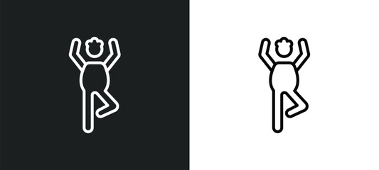 yoga position line icon in white and black colors. yoga position flat vector icon from yoga position collection for web, mobile apps and ui.