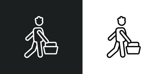 man shopping line icon in white and black colors. man shopping flat vector icon from man shopping collection for web, mobile apps and ui.