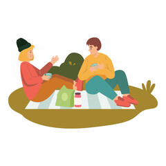 Picnic Nature Outdoor Color 2D Illustrations