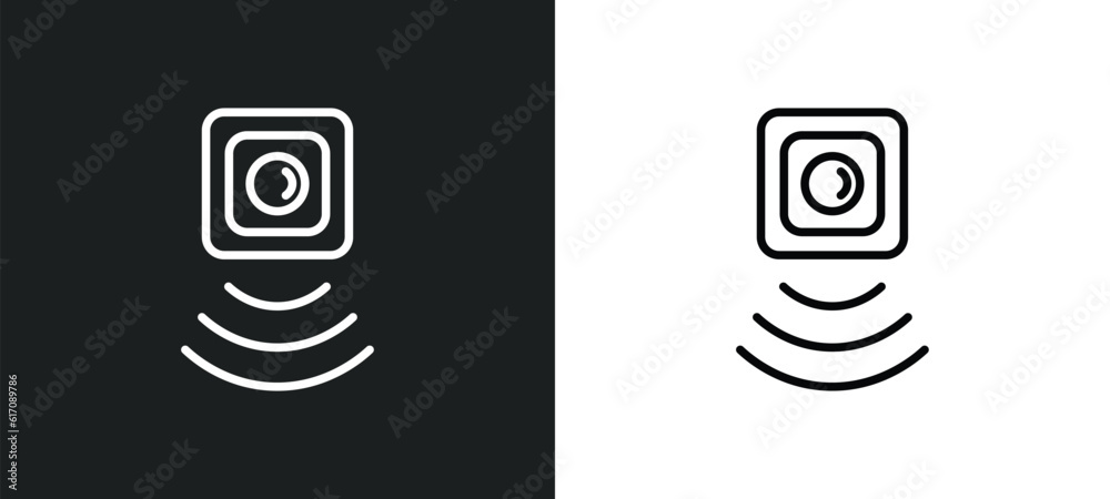 Aufkleber motion sensor line icon in white and black colors. motion sensor flat vector icon from motion sensor