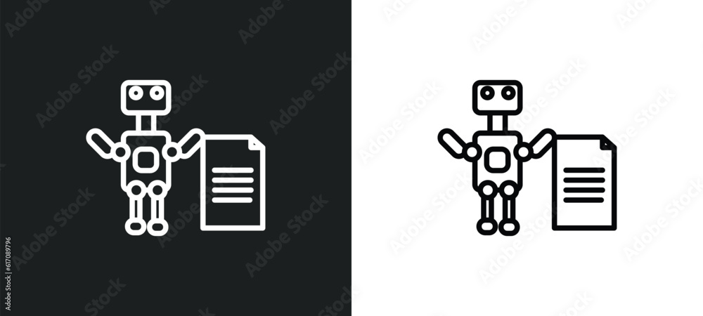 Poster laws of robotics line icon in white and black colors. laws of robotics flat vector icon from laws of