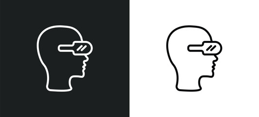 oculus rift line icon in white and black colors. oculus rift flat vector icon from oculus rift collection for web, mobile apps and ui.