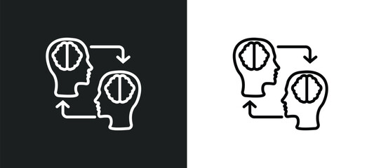 mind transfer line icon in white and black colors. mind transfer flat vector icon from mind transfer collection for web, mobile apps and ui.