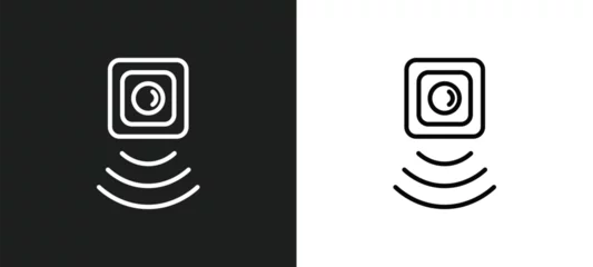 Fotobehang motion sensor line icon in white and black colors. motion sensor flat vector icon from motion sensor collection for web, mobile apps and ui. © IconArt