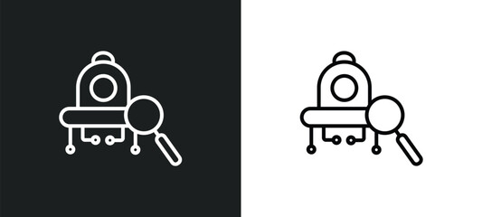 microbots line icon in white and black colors. microbots flat vector icon from microbots collection for web, mobile apps and ui.