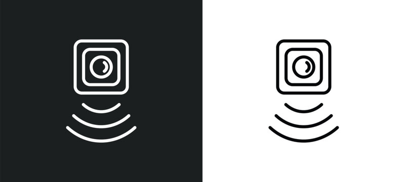 motion sensor line icon in white and black colors. motion sensor flat vector icon from motion sensor collection for web, mobile apps and ui.