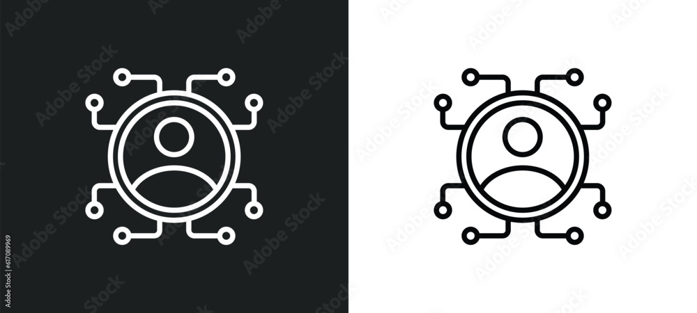 Poster users line icon in white and black colors. users flat vector icon from users collection for web, mob