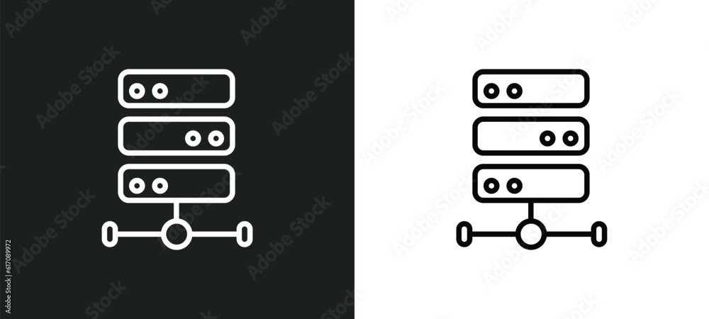 Poster big data line icon in white and black colors. big data flat vector icon from big data collection for