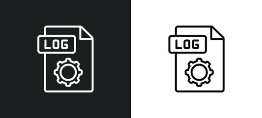 log file line icon in white and black colors. log file flat vector icon from log file collection for web, mobile apps and ui.